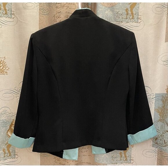 Dressbarn Black Pastel Green Open Front Women’s Suit Jacket, 3/4 Sleeves, Size 8 - Picture 5 of 9